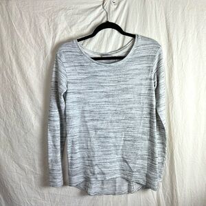 Columbia Boat Neck White/Gray Marble Striped Long Sleeve Top Size Small